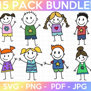 Figure stilizzate SVG, Bambini stilizzati SVG, Clipart ragazzo stilizzato, Ragazza stilizzata Png, Bambini in età scolare in formato SVG, Persone stilizzate, Taglia File Cricut, Silhouette