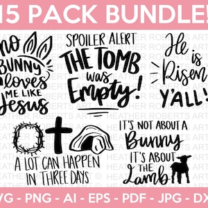 Christliches Ostern SVG-Bundle, Ostern SVG, christliches Muster, Häschen-Svg, religiöses Ostern SVG-Bundle, Schnittdateien für Cricut, Silhouette