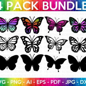 Layered Butterfly SVG Bundle, Butterfly SVG, Butterfly Silhouette, Monarch Butterfly, Clipart, Cricut Cut file