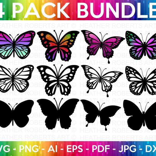 Layered Butterfly SVG Bundle, Butterfly SVG, Butterfly Silhouette, Monarch Butterfly, Clipart, Cricut Cut file