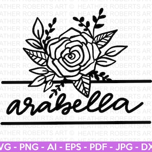 Floral Split Monogram Svg, Floral SVG, Flowers SVG, Rose svg, Floral Border Svg, Wildflowers svg, Cut File Cricut, Silhouette