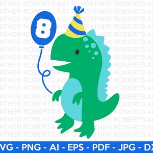 8o cumpleaños de dinosaurio SVG, dinosaurio lindo SVG, T-Rex SVG, Dino svg, niño pequeño svg, camisa de niño svg, cumpleaños de dinosaurio, cortar archivo Cricut