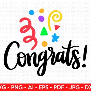 Gefeliciteerd Svg, confetti SVG, gefeliciteerd Svg, vieren, felicitatie, felicitatiekaart, afdrukbare kaart, bestand knippen Cricut, silhouet
