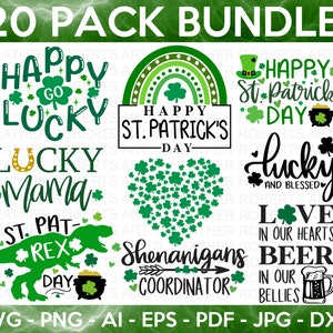 St. Patrick's Day SVG Bundle,  St Patrick's Day Quotes, Gnome SVG, Rainbow svg, Lucky SVG, St Patricks Day Rainbow, Shamrock,Cut File Cricut