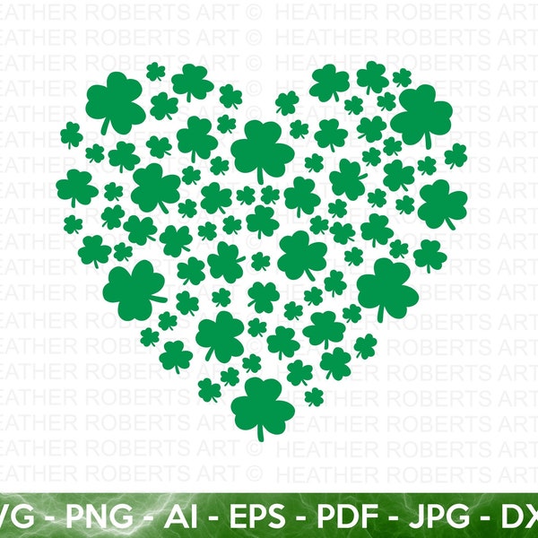 Clover Leaf SVG, Shamrock SVG, Heart svg, St. Patrick's Day SVG, Irish svg, Clover svg, Saint Patrick's Day, Lucky svg, Cut File for Cricut