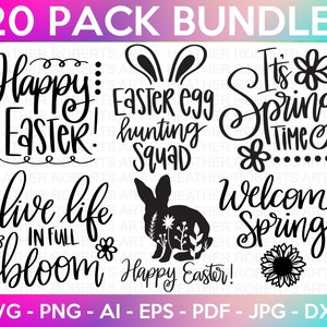 Spring SVG Bundle, Easter SVG Bundle, Welcome Spring SVG, Flower svg, Hello Spring, Easter svg  for Kids, Easter Bunny svg, Cut File Cricut