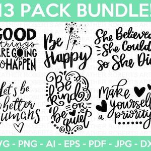 Positive Zitate SVG Bundle, glückliches Design, motivierende Zitate SVG, inspirierende Zitate, Lebenszitate, Schnittdatei für Cricut, Silhouette, Cameo