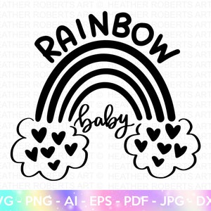 Rainbow Baby SVG, Rainbow Onesie svg, Rainbow Baby Shower svg, Welcome Baby, Baby Onesie, Newborn Svg, arquivo de corte para Cricut, silhueta