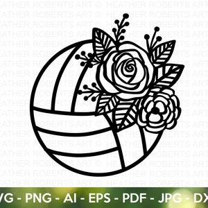 Floral Volleyball SVG, Volleyball SVG, Volleyball Player SVG, Volleyball Shirt svg, Volleyball Quotes svg, Cut File For Cricut, Silhouette