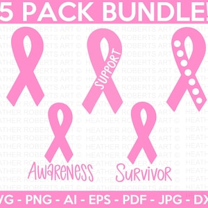 Lot de rubans de sensibilisation au cancer, SVG cancer, cancer du sein SVG, ruban svg sensibilisation, ruban rose, svg stay strong, fichier coupé Cricut