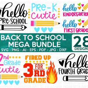Back to School Mega SVG Bundle, Hello School SVG, Teacher svg, School, School Shirt for Kids, Kids Shirt svg, Hand-lettered ,Cut File Cricut
