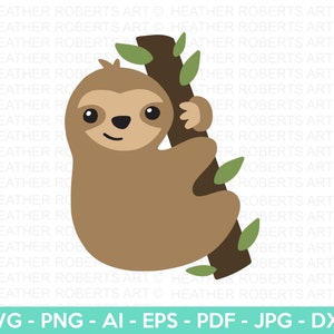 Sloth SVG, Cute Sloth SVG, Sloth Design SVG, Sloth T-shirt svg, Sloth Clipart, Sloth Decor, Cut File for Cricut, Silhouette