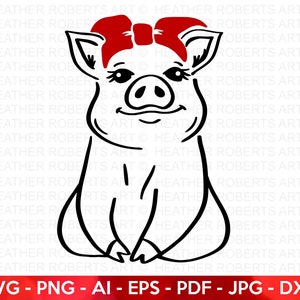 Pig with Red Bandana SVG, Pig SVG, Bandana SVG, Piglet svg, Farm Piglet svg, Farmhouse Sign, Farmhouse Decor svg, Farm Life, Cut File Cricut