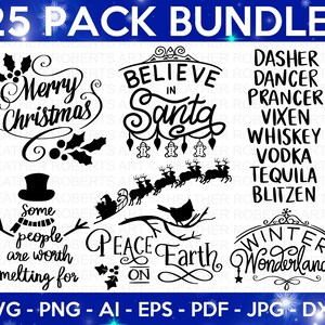 Christmas SVG Bundle: Funny Quotes, Santa, Winter (25 Files)
