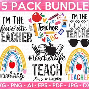 Teacher SVG Bundle, Teacher SVG, School SVG, Teach Svg, Back to School svg, Teacher Gift svg, Teacher Shirt svg, Cut Files for Cricut