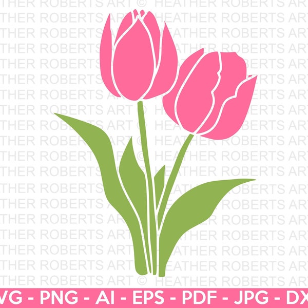 Tulips Flower SVG, Floral Decoration SVG, Tulip svg, Flowers SVG, Flower Decoration svg, Tulip Floral svg, Cricut Cut Files, Silhouette