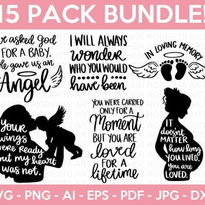 Grossesse et perte du nourrisson SVG Bundle, perte de bébé SVG, SVG de fausse couche, ailes d'ange svg, svg de bébé arc-en-ciel, petit ange svg, fichier coupe Cricut