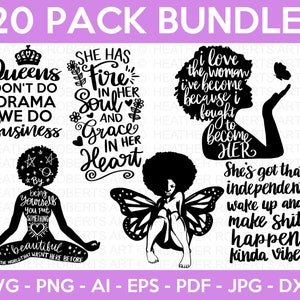 Black Girl Magic SVG-bundel, zwarte vrouw SVG, Boss Lady Svg, Black Lives Matter, Afro Lady vrouw, diva, tshirt, gesneden bestand Cricut, silhouet