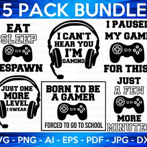 Gamer SVG Bundle, lustige Gamer SVG, Gamer SVG, Videospiele svg, Jungen-Shirt svg, Game Controller SVG, Cut File für Cricut, Silhouette