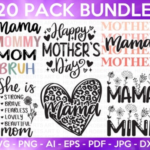 Muttertag SVG Bundle, Mom Shirt svg, Muttertagsgeschenk, Mom Life, Blessed Mama, Hand Lettered Mom Zitate, Cut Files für Cricut, Silhouette