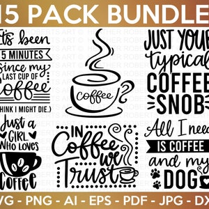 Koffie SVG-bundel, grappige koffie SVG, koffiecitaten svg, cafeïne koningin, koffieliefhebbers, koffie geobsedeerd, mok Svg, koffiemok, gesneden bestand Cricut