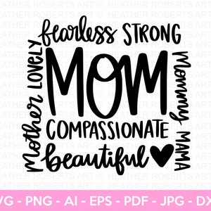 Mama Phrase Collage SVG, Mama Shirt svg, Muttertagsgeschenk, Mama Leben, gesegnete Mama, handbeschriftete Mama Zitate, Schnittdateien für Cricut, Silhouette