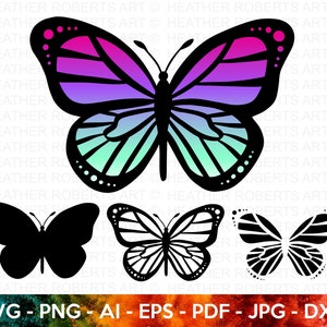 Papillon en couches SVG, SVG de papillon, silhouette de papillon, monarque, clipart papillon, fichier coupe Cricut