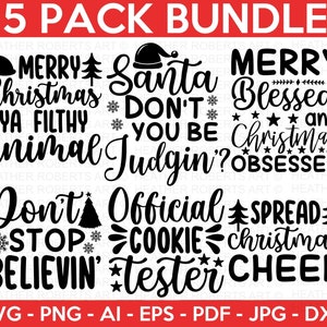 Christmas SVG Bundle: Funny Holiday Shirt Cut Files (Digital Download)