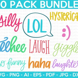 Pacote SVG de palavras engraçadas, SVG engraçado, SVG bobo, Bolha de bate-papo SVG, Rir SVG, Rir SVG, Histérico SVG, Arquivos cortados para Cricut, Silhueta