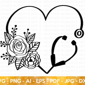 Krankenschwester Blumenrahmen SVG, Krankenschwester Leben SVG, Krankenschwester SVG Herz, Stethoskop SVG, Geschenk für Krankenschwestern, Krankenschwester Shirt svg, Cut Files for Cricut, Silhouette