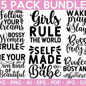 Frauen Empowerment Bundle SVG, Motivations svg, Positive Zitate svg, Mädchen-Zitate svg, Girl Power, Boss Lady, Queen svg, Cut File for Cricut