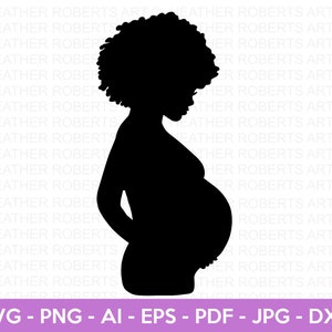SVG de femme enceinte noire, silhouette de femme enceinte noire, fête des mères SVG, svg chemise maman, cadeau pour maman svg, fichier coupe Cricut, Silhouette