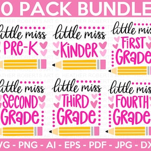 Zurück zu Schule SVG Bundle, Little Miss SVG, Hallo Schule SVG, Schule Shirt für Kinder svg, Kinder Shirt svg, handgeschrieben, Cut File Cricut