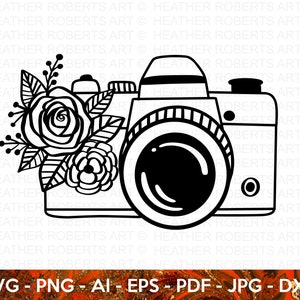 Camera SVG, Photographer SVG, Photography SVG, Floral, Photo Taking svg, selfie svg, Photographer Shirt svg, Cut Files For Cricut,Silhouette