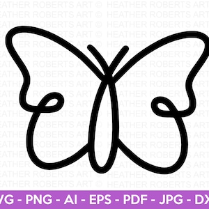 Mariposa línea arte SVG, mariposa svg, insecto svg, silueta de mariposa, línea arte svg, mariposa clipart, archivo de corte cricut, silueta