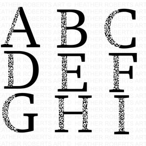 Leopard Alphabet and Numbers SVG, Cheetah Monogram Alphabet, Leopard Letters SVG, Patterned Letters, Cut File Cricut, 36 Individual Cut File