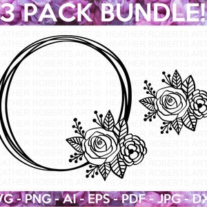 Floral Frame SVG Bundle, Wreath SVG, Rose SVG,  Floral svg, Flower svg, Floral Decorations svg, Floral Wreath, Cut File Cricut, Silhouette