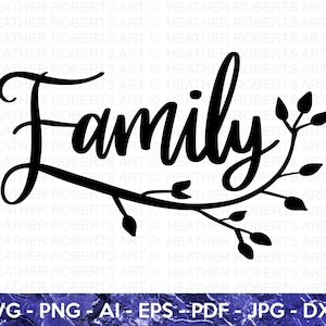 Familie kursive SVG, Familie Wand Dekor SVG, Familie SVG, Familie Design svg, handbeschriftete Familien Design svg, Word Art svg, Cut File für Cricut