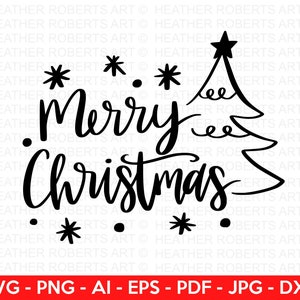 Merry Christmas SVG, Christmas Sign svg, Mistletoe svg, Winter SVG, Snowflakes svg, Christmas svg, Holiday svg, Cricut Cut File, Silhouette