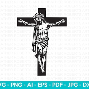 Jesus Christ Crucifix Silhouette SVG: Religious Symbol (Digital Files)