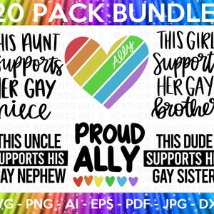 Gay Pride Ally SVG Bundle, LGBT Ally SVG Bundle, Gay Ally svg, Rainbow svg, Gay Pride Ally Shirt svg, Gay Parade Outfit,Cut Files for Cricut