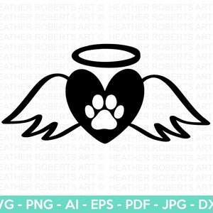 Hund Engel Flügel SVG, Pfote Halo SVG, Hund zwar, Hund zwart, Pfote zwart, Hundeliebhaber zwar, Engel nicht, Hund Engel Halo SVG, Engel Clipart nicht, Cut-Datei für Cricut