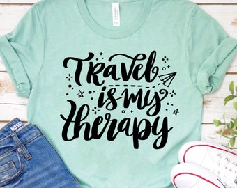 Travel Is My Therapy SVG: World Clipart, Vinyl Cut File (Digital Download)