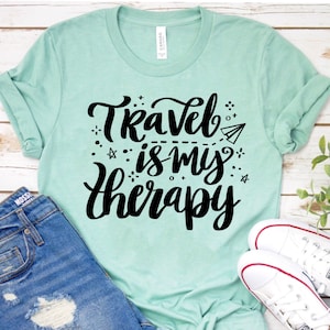 Travel SVG, Travel Is My Therapy Svg, World SVG, Clipart, Vinyl Transfer, Sublimation, Cut File for Cricut, Silhouette