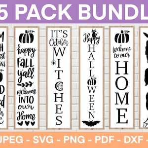 Fall Porch Sign SVG Bundle, Halloween Porch Sign, Autumn Porch Signs, Welcome Signs SVG Bundle, Cut Files for Cricut, Silhouette