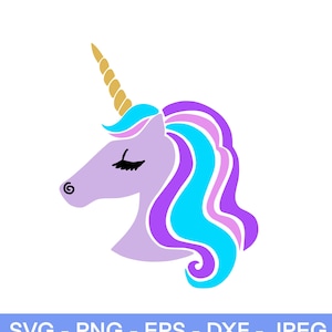 Unicorn SVG, Unicorn verjaardag Svg, Unicorn wimpers, Unicorn hoofd Svg, Unicorn gezicht Svg, gesneden bestand voor Cricut, Silhouette, Cameo, DXF EPS