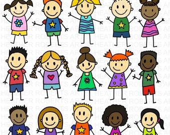 Figuras de palo SVG, Niños de palo SVG, Clipart de niño de palo, Niña de palo Png, Niños en edad escolar svg, Gente de palo, Corte de archivo Cricut, Silueta