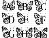 Butterfly Monogram Alphabet SVG, PNG, Monogram Frame Alphabet, Cut File for Cricut, Silhouette, 26 Individual Cut Files