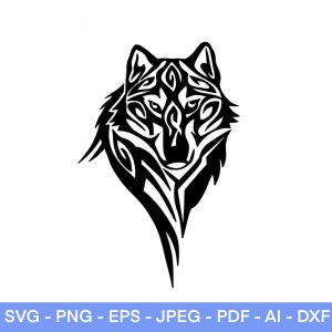 Wolf SVG, Wolf Kopf SVG, Wolf Clipart, Tribal svg, Wolf Kopf SVG, Wolf Vektor, Wolf Design, Wolf Gesicht, Cut File für Cricut, Silhouette