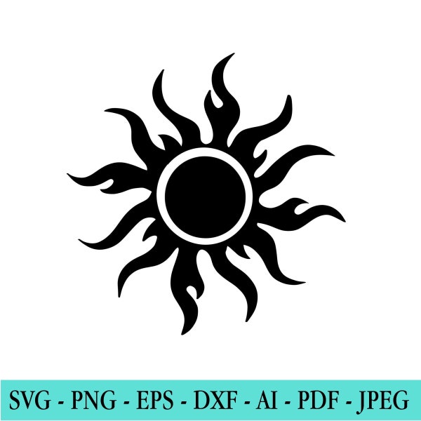 Tribal Sun SVG, Solar svg, sun svg, Eclipse SVG, Silhouette, Cut File for Cricut, tribal svg, png, eps